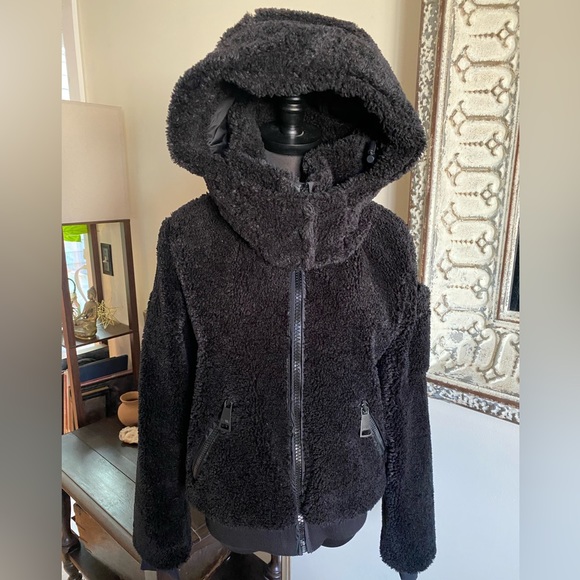 SAM Boucle Faux Shearling Nala Outdoor Coat Water Resistant Bomber Jacket - Picture 12 of 16